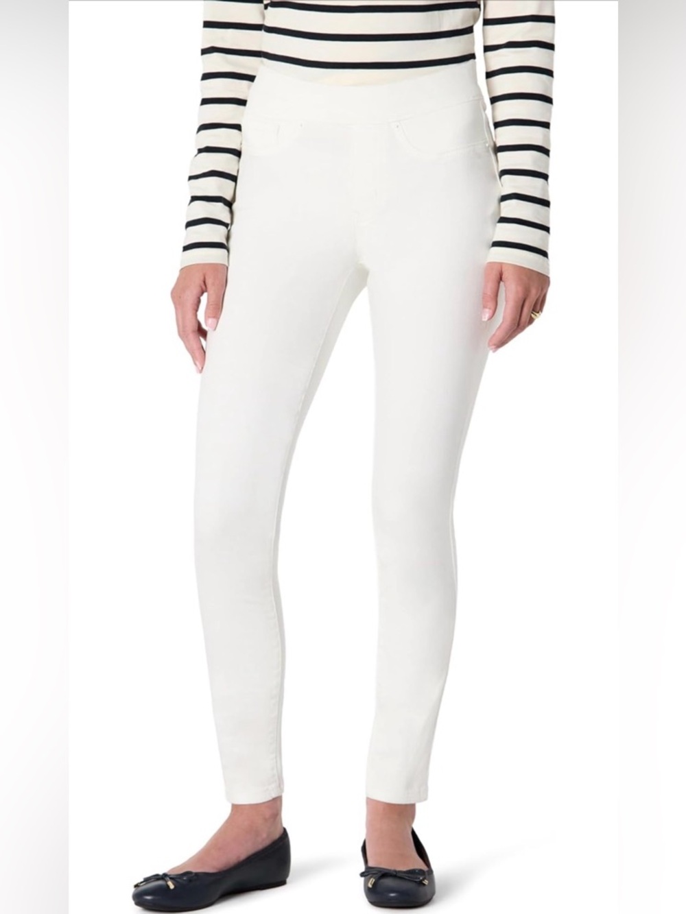 White Womens Slim Ponte Leggings  short Pants